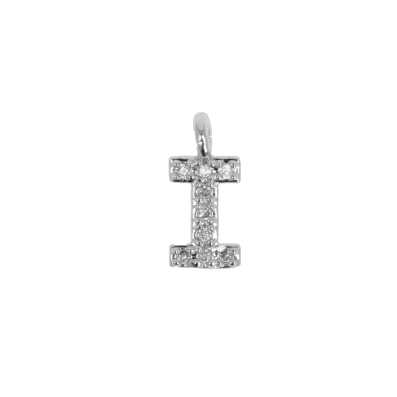 anhänger metal cz rhodium versilbert buchstaben i 10mm | 1st