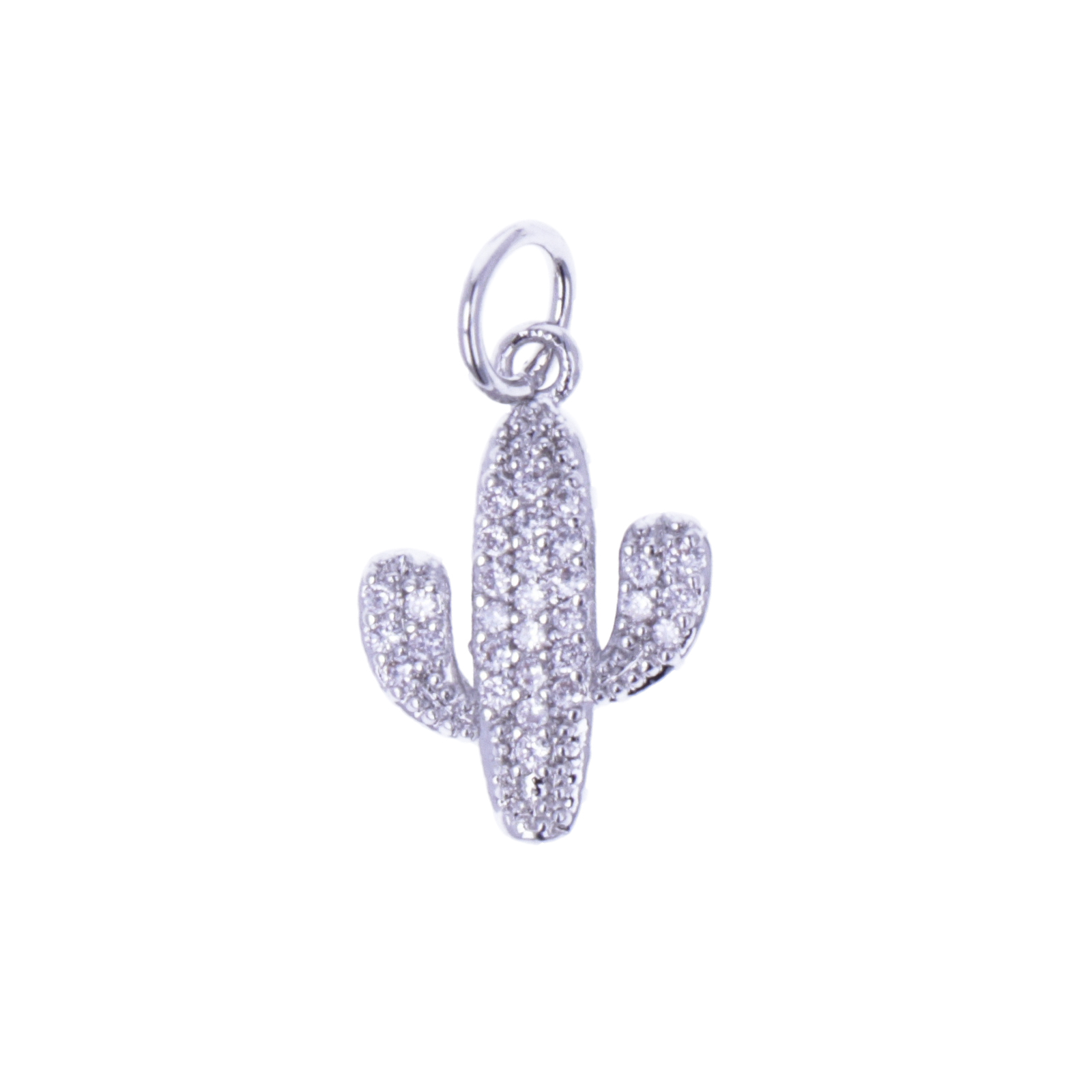 anhänger metal cz rhodium versilbert cactus 15mm | 1st