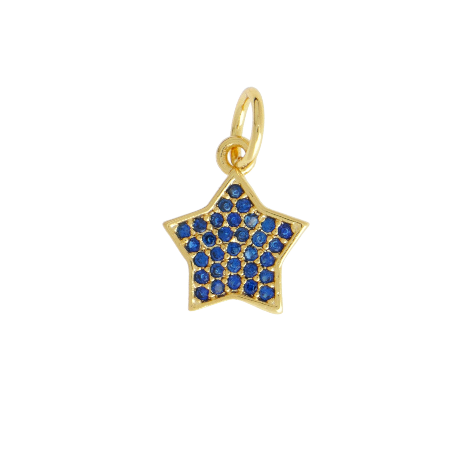 anhänger metal cz vergoldet stern blau zircon 11mm | 1st