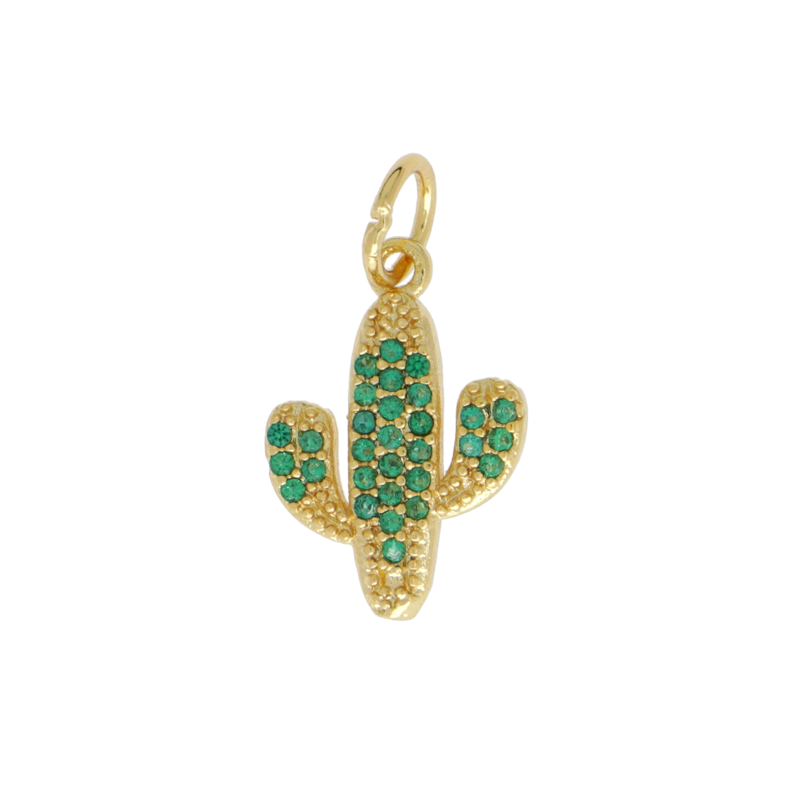 anhänger metal cz vergoldet cactus emerald zircon 15mm | 1st