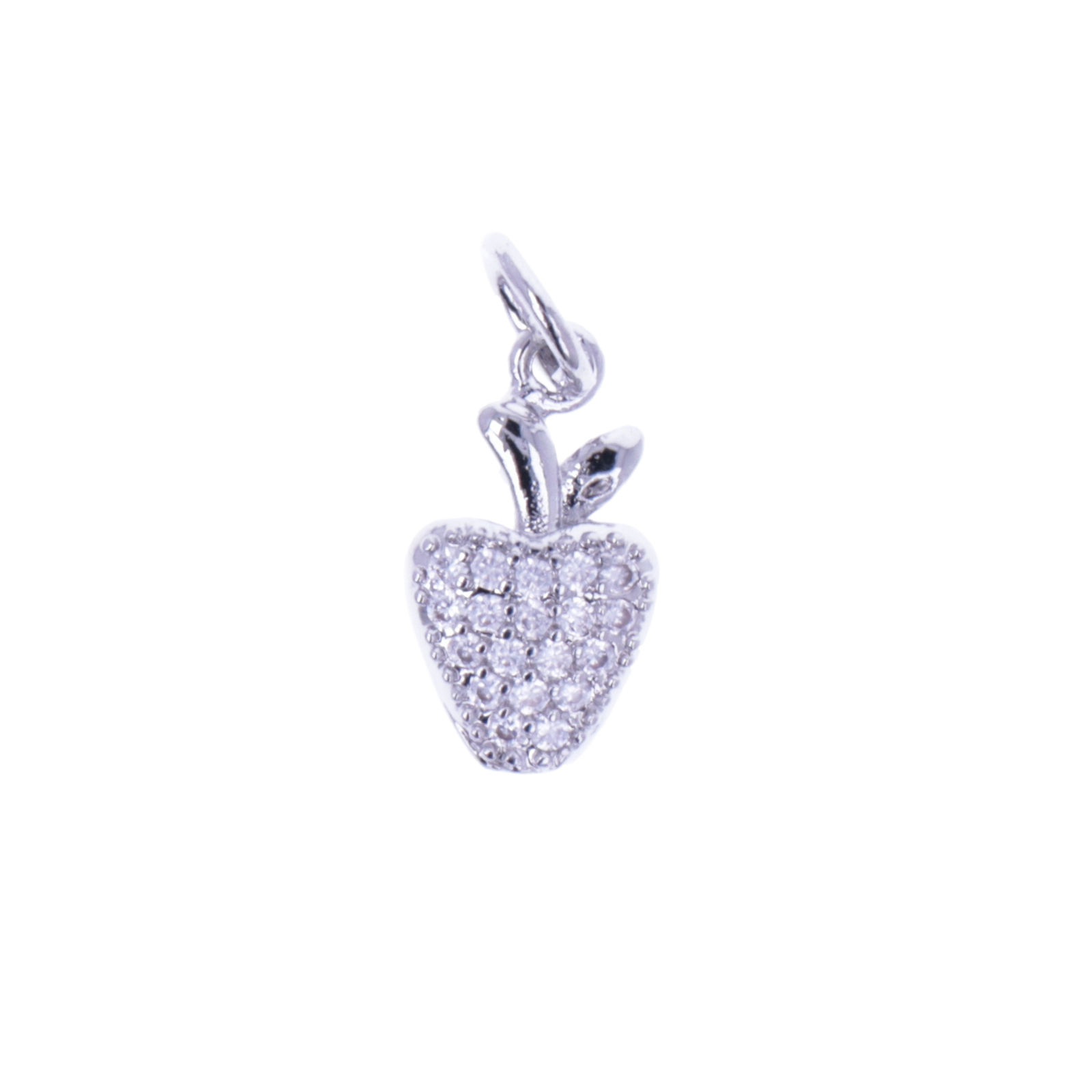 anhänger metal cz rhodium versilbert erdbeere 12mm | 1st