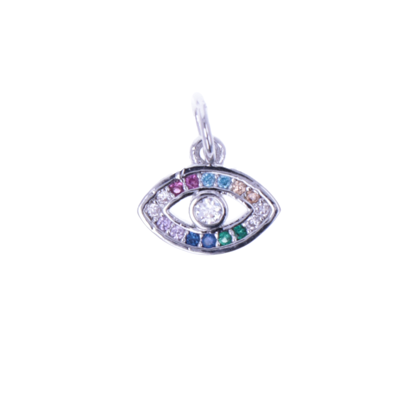 anhänger metal cz rhodium versilbert auge bunt zircon 10mm | 1st