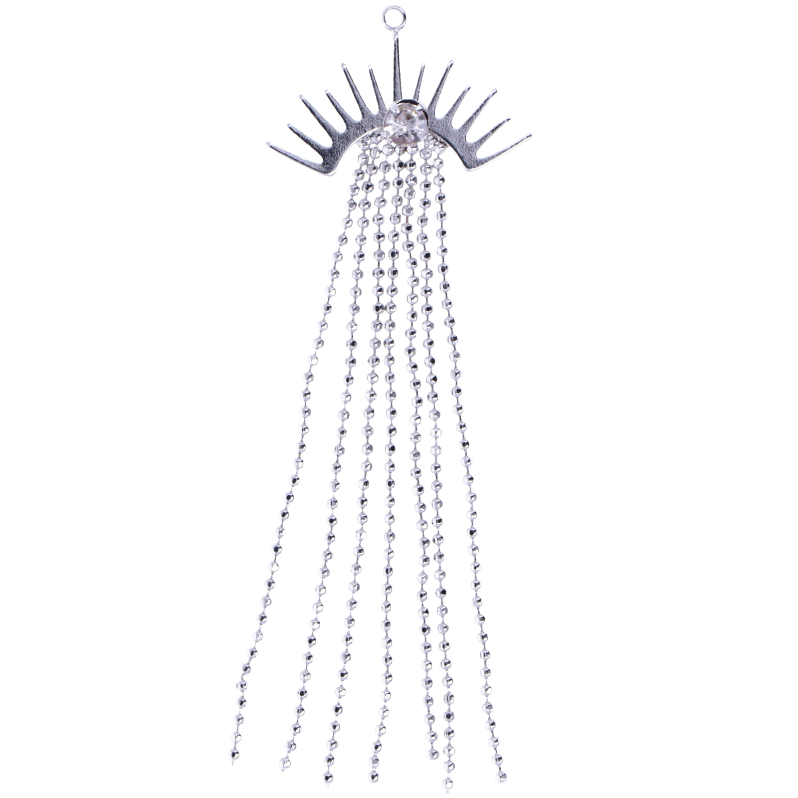 rhodium silver plated fringed eye pendants 78x24mm | 1pc