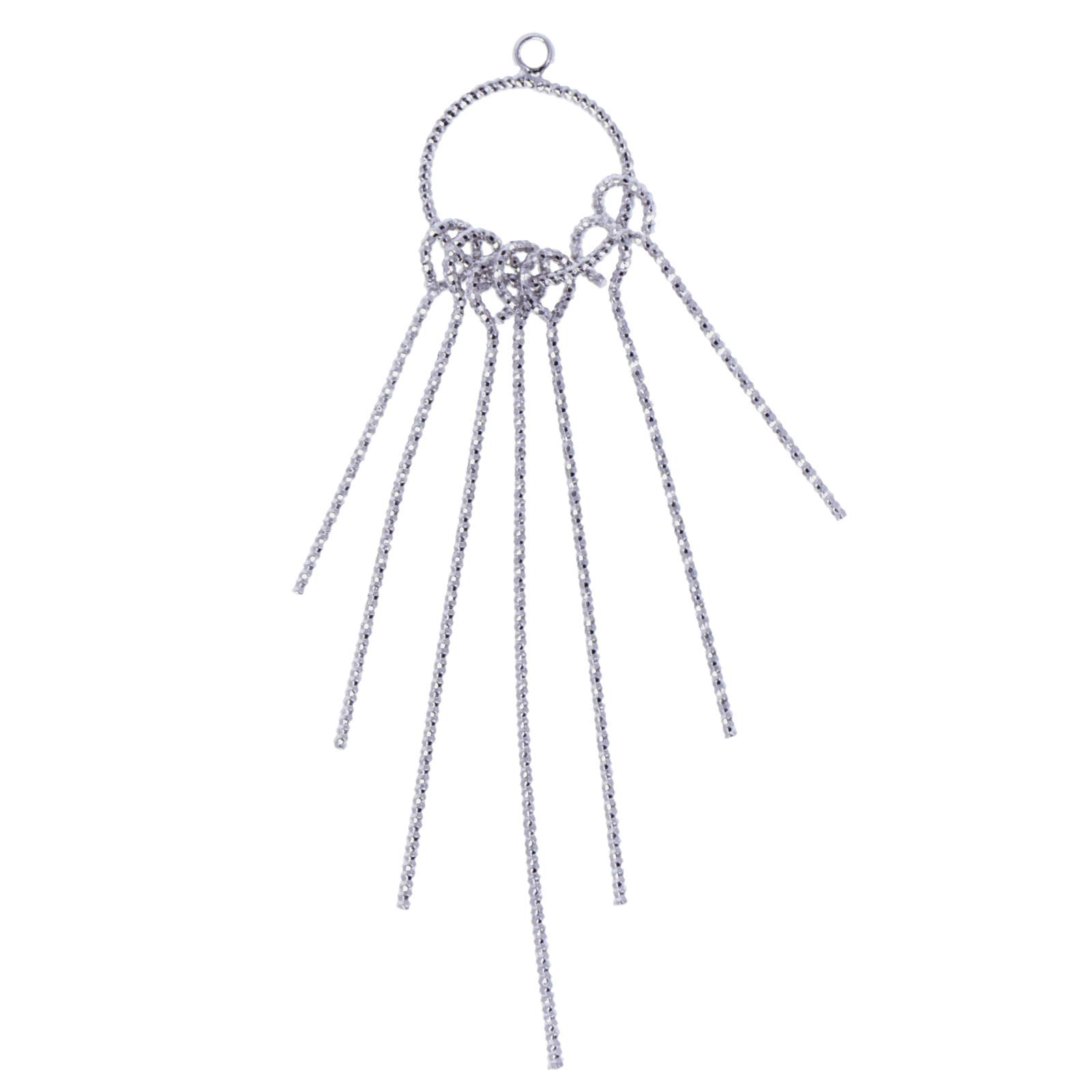 rhodium silver plated fringed pendants 55x12mm | 1pc