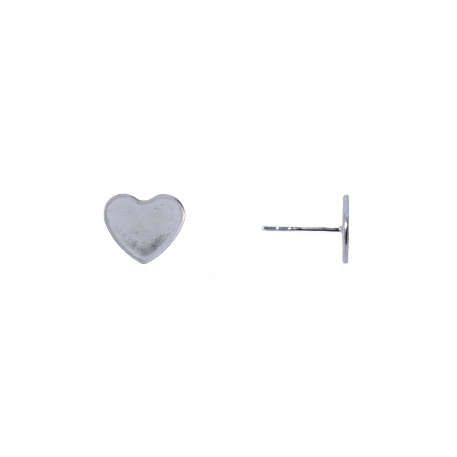 sterling silver plated post earrings with heart (2008) setting 10mm | 2pc