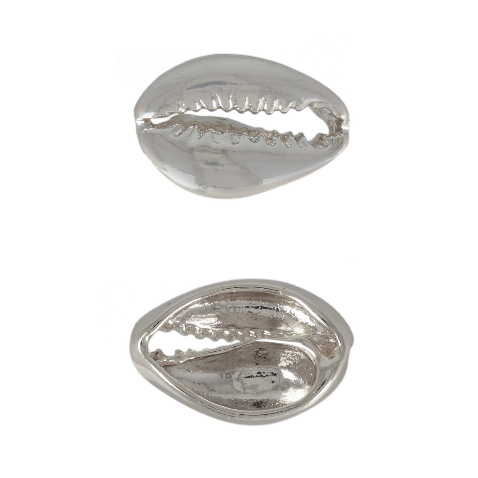 muschel metallperlen rhodium versilbert 18x10mm | 2st