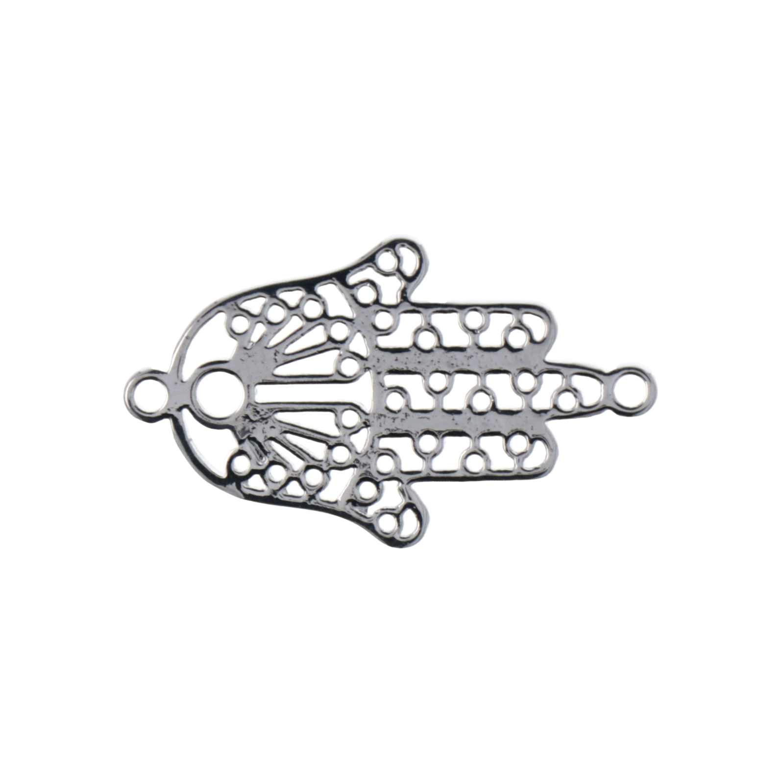 rhodium silver plated hand of fatima link 30x17mm | 1pc