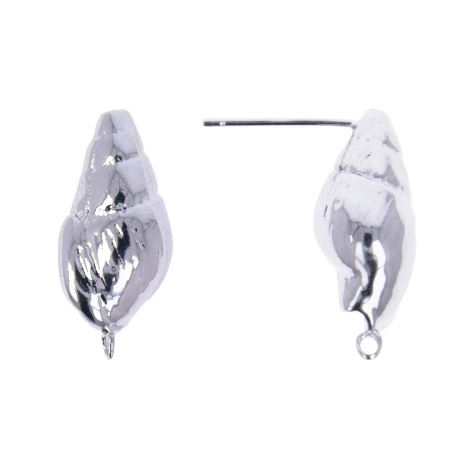 post earrings rhodium silver plated shell 20x9mm | 2pc