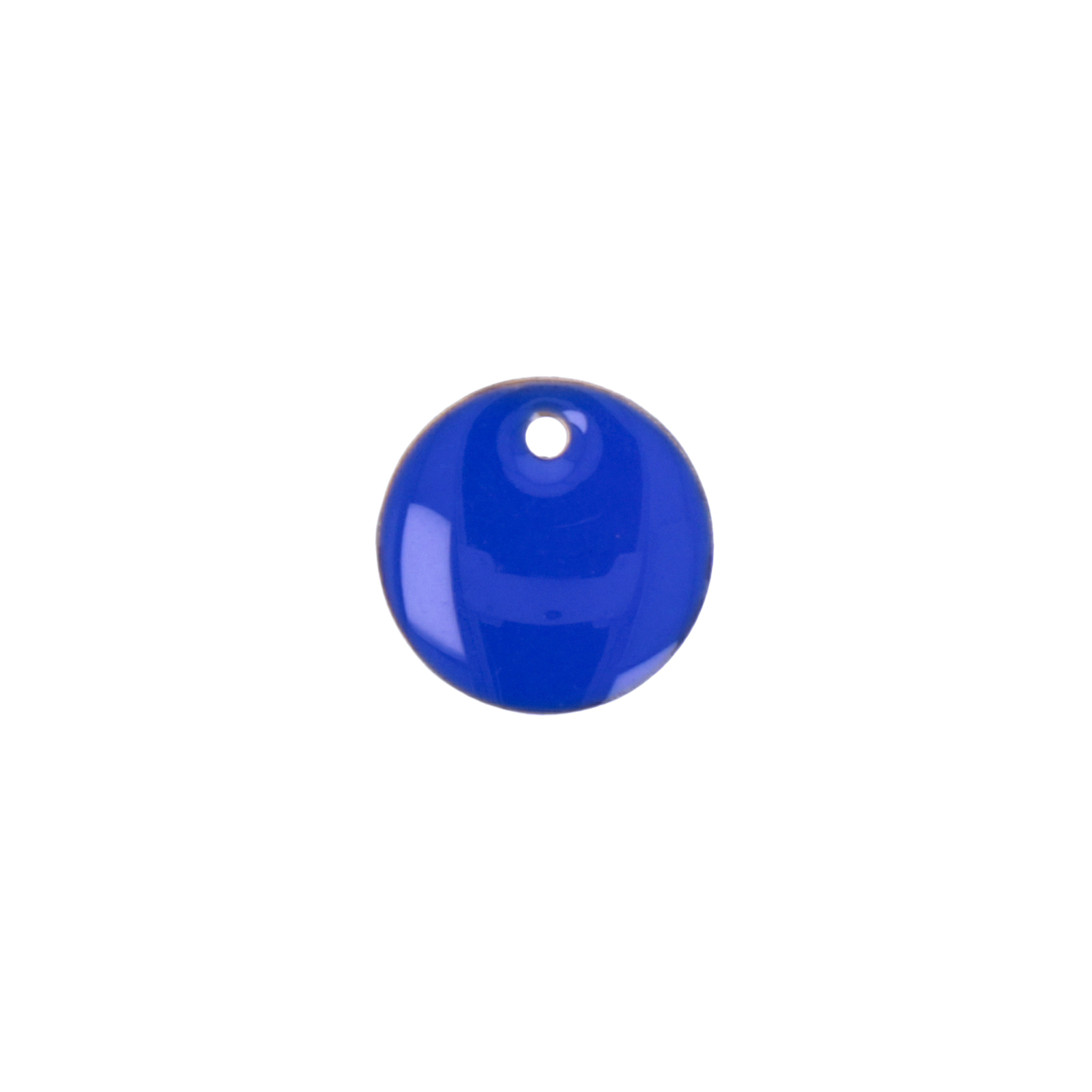 blue enameled coin charm 10mm | 6pc
