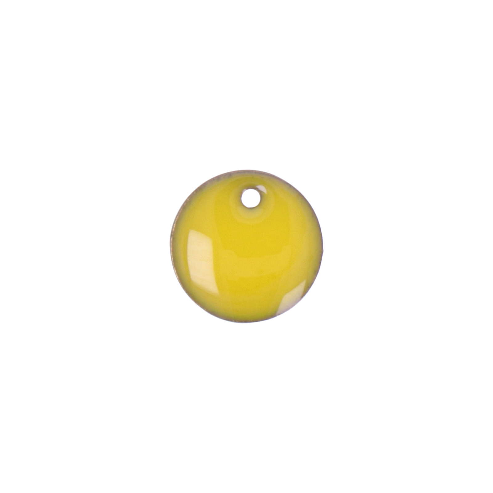 yellow enameled coin charm 10mm | 6pc