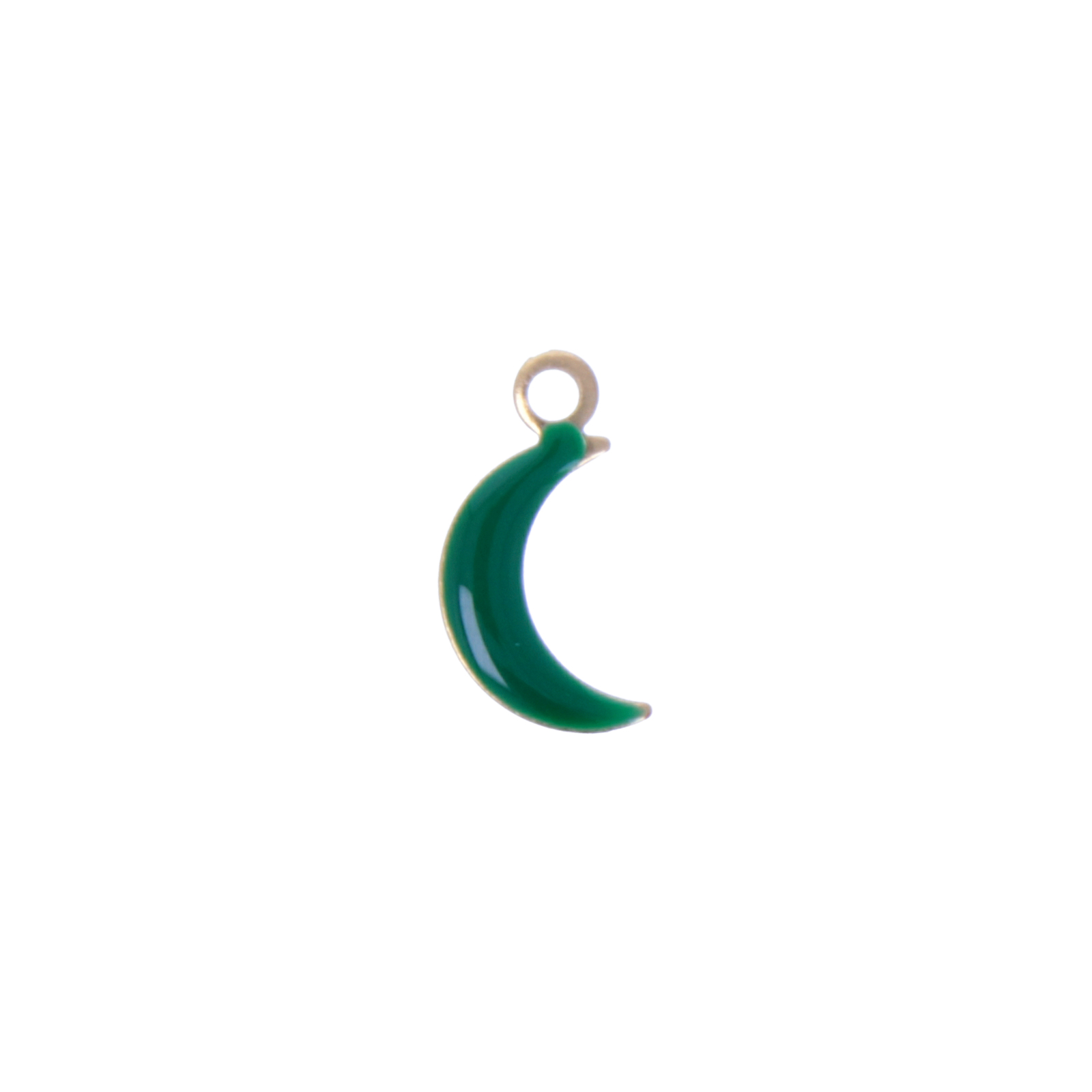 green enameled moon charm 11mm | 6pc
