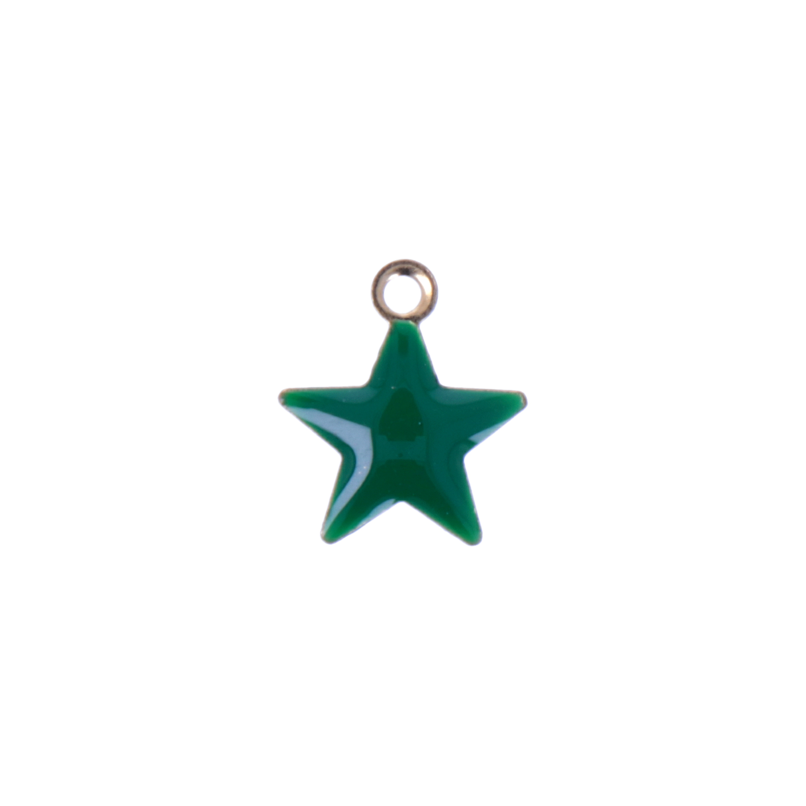 green enameled star charm 10mm | 6pc