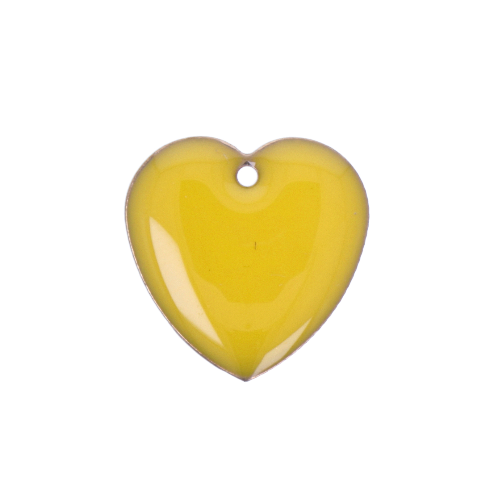 yellow enameled heart charm 18mm | 4pc