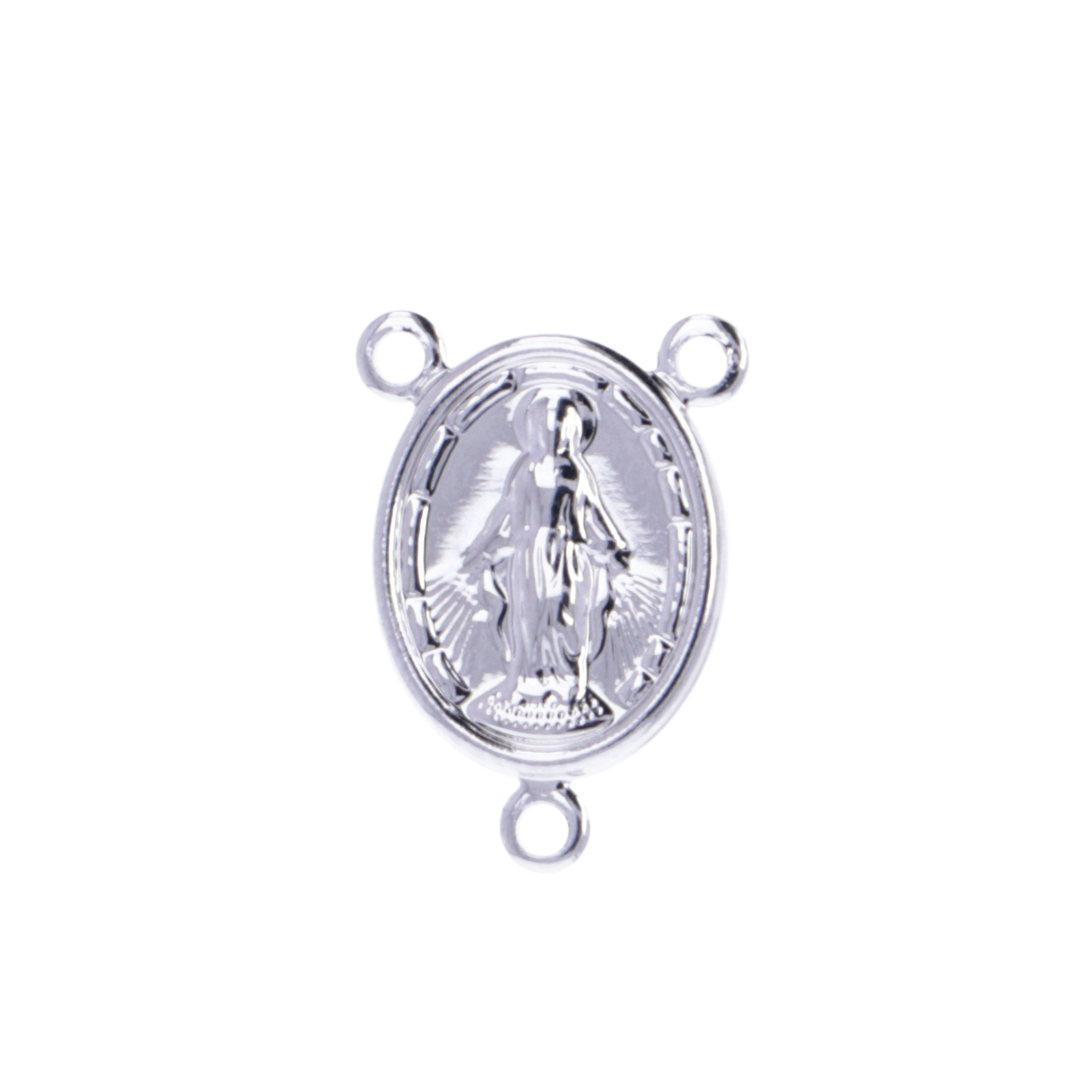 rhodium silver plated rosary link 15x10mm | 2pc
