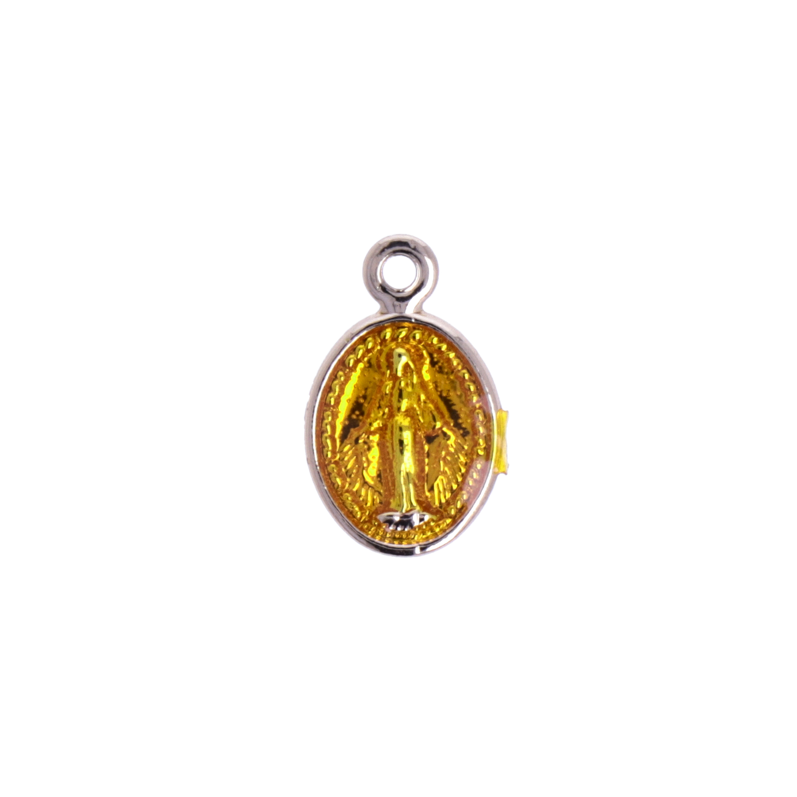 gold plated oval sacred image charm enameled gold 10x7mm | 2pc