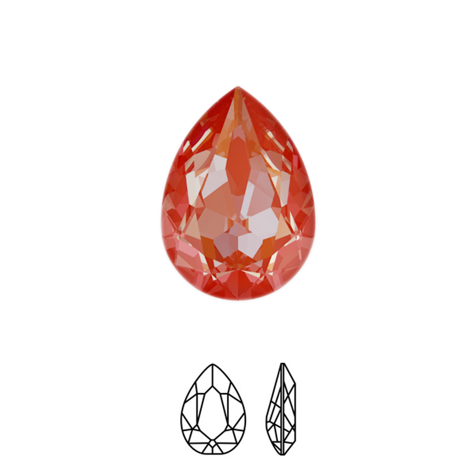pear fancy stone (4320) crystal orange glow delite 14x10mm | 1pc