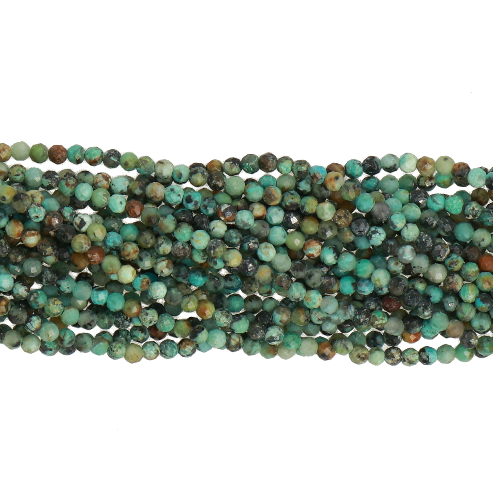 natural turquoise faceted round 2mm | 15/16-inch strand