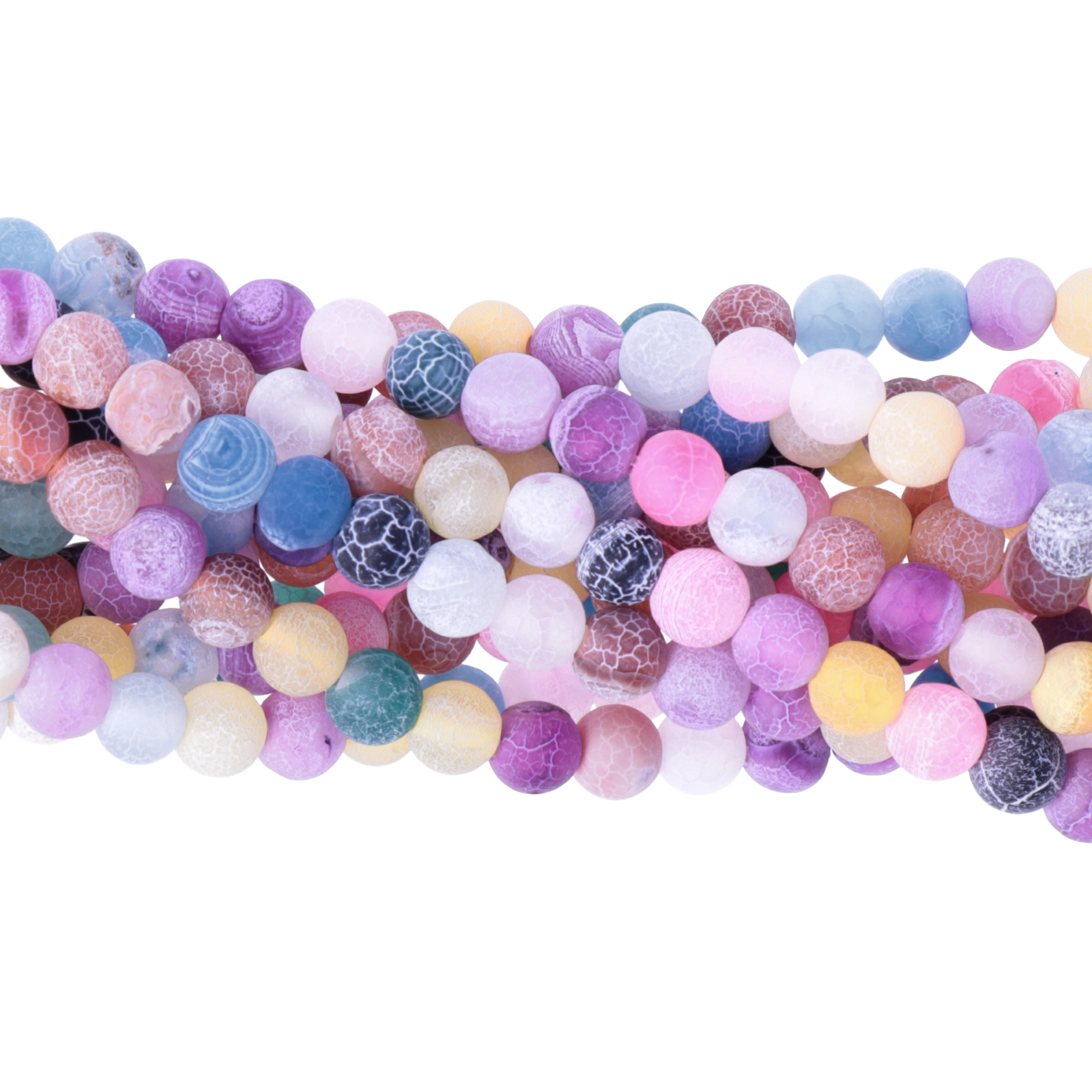 dyed fire agate matte multicolor smooth round 6mm | 15-inch strand