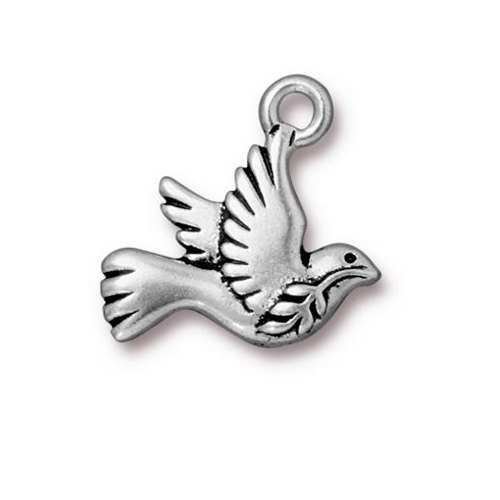 antique silver plated dove charm 20x15mm | 1pc