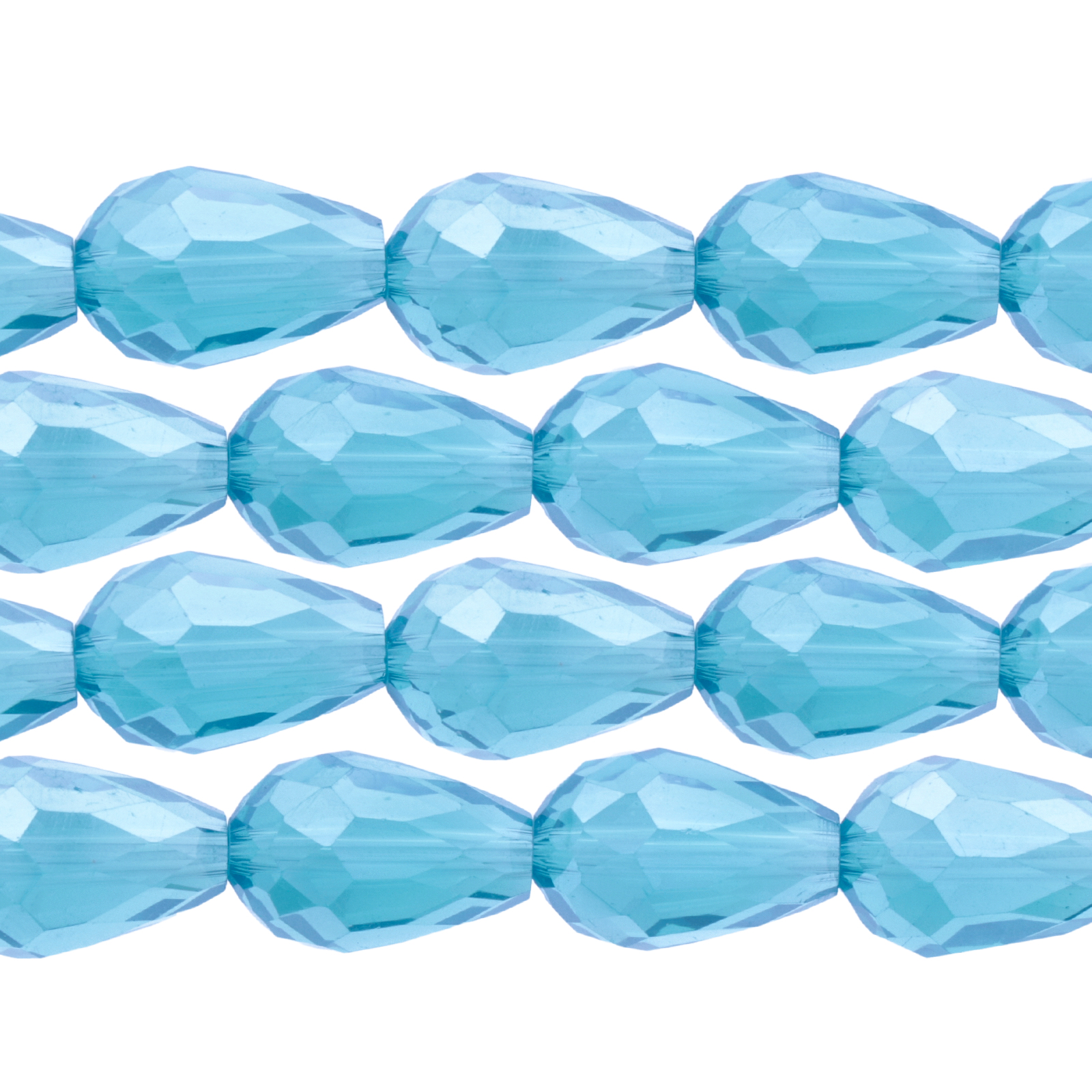 aquamarine ab chinese crystal faceted briolette 15x10mm | 25pc