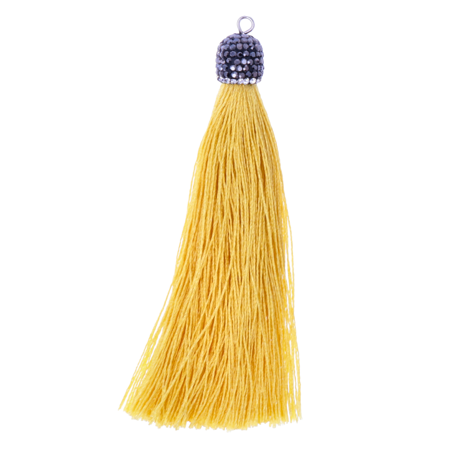 marcasite tassel - lemon yellow polyester 90mm | 1pc