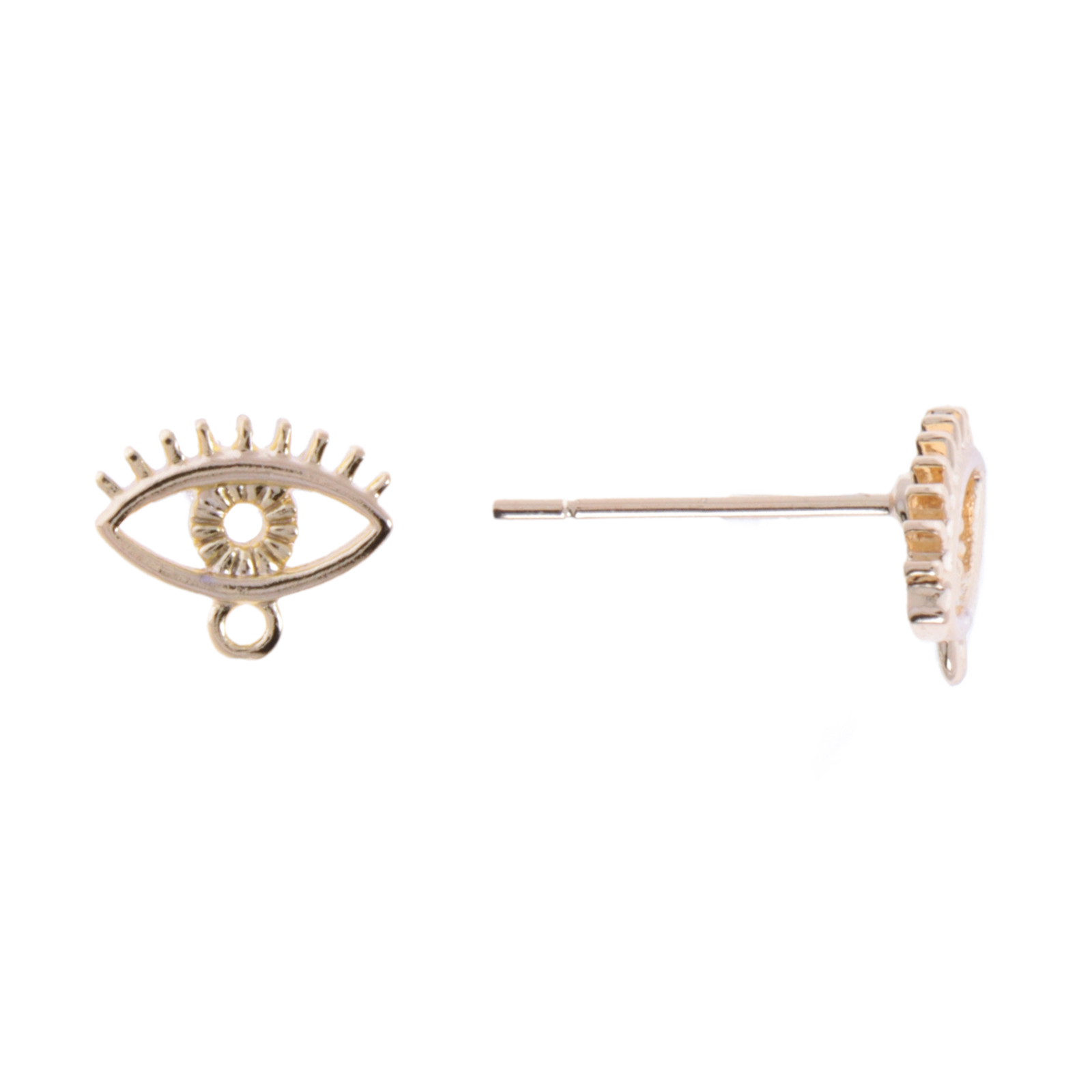 gold plated post earrings eye 10x6mm | 2pc