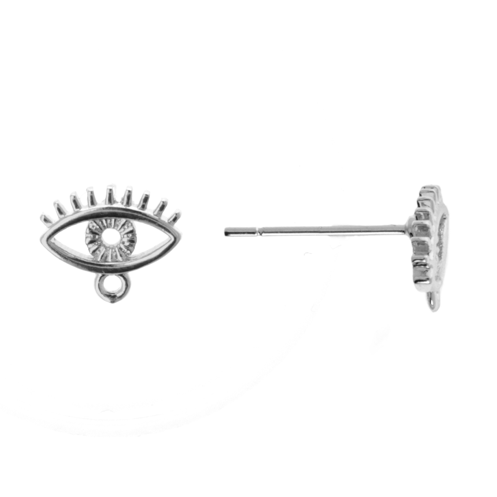 rhodium silver plated post earrings eye 10x6mm | 2pc