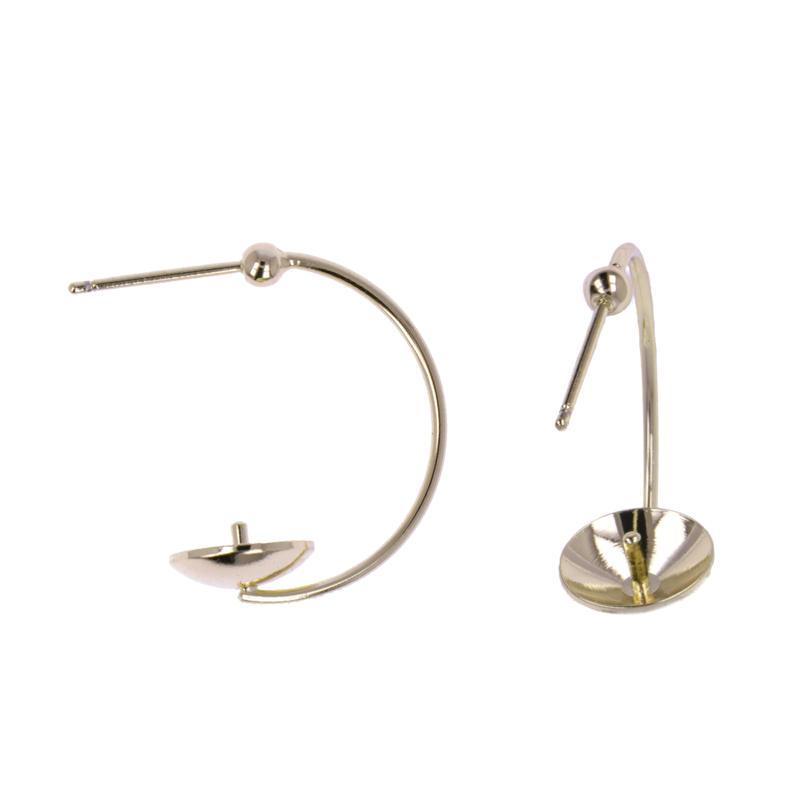 gold plated hoop earring 22mm with half-drilled 10mm | 2pc