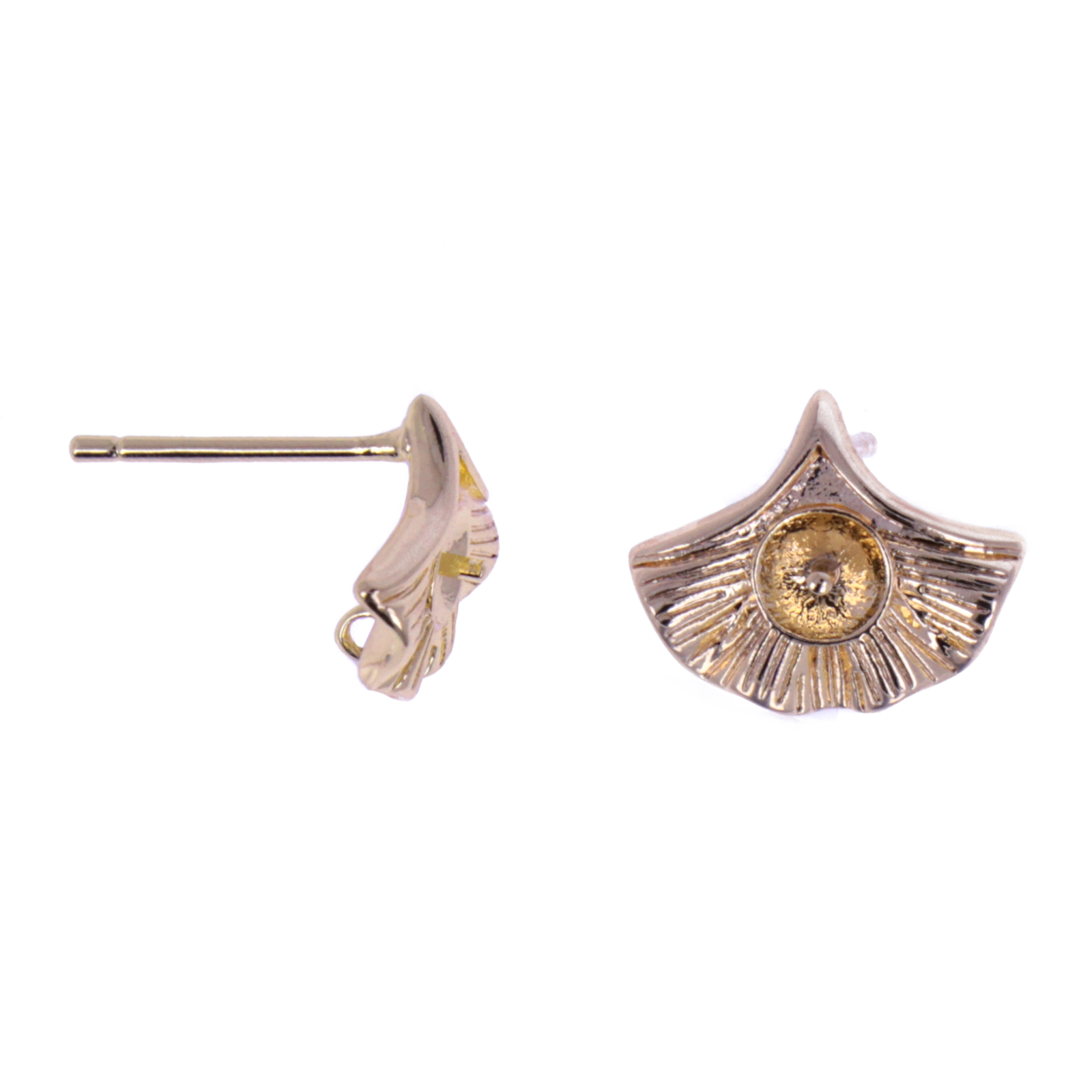 ohrstecker für halbgebohrte ginko vergoldet 12x8mm | 2st