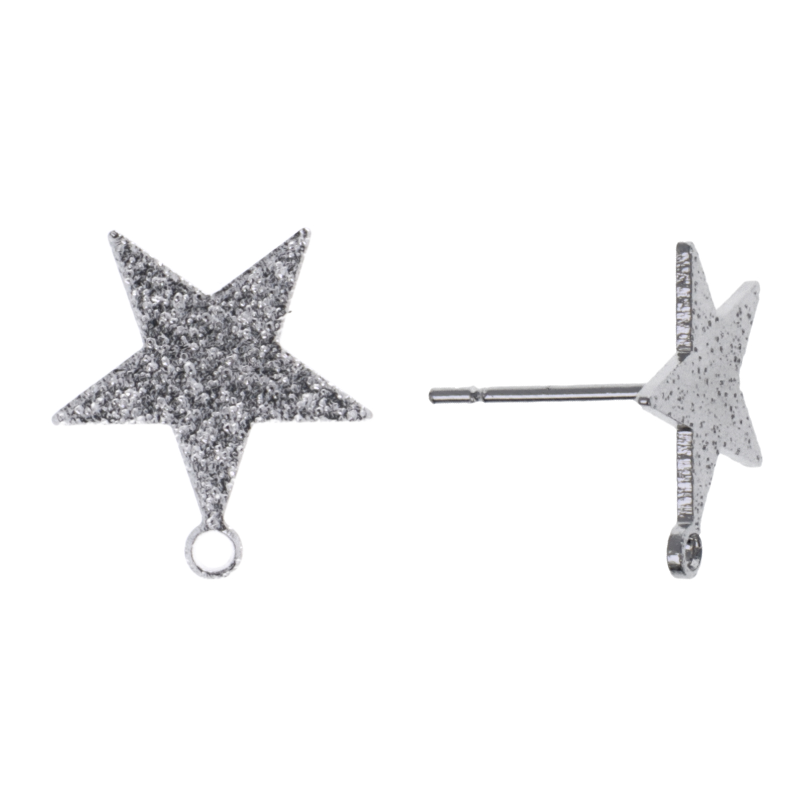 rhodium silver plated post earrings star 12mm | 2pc