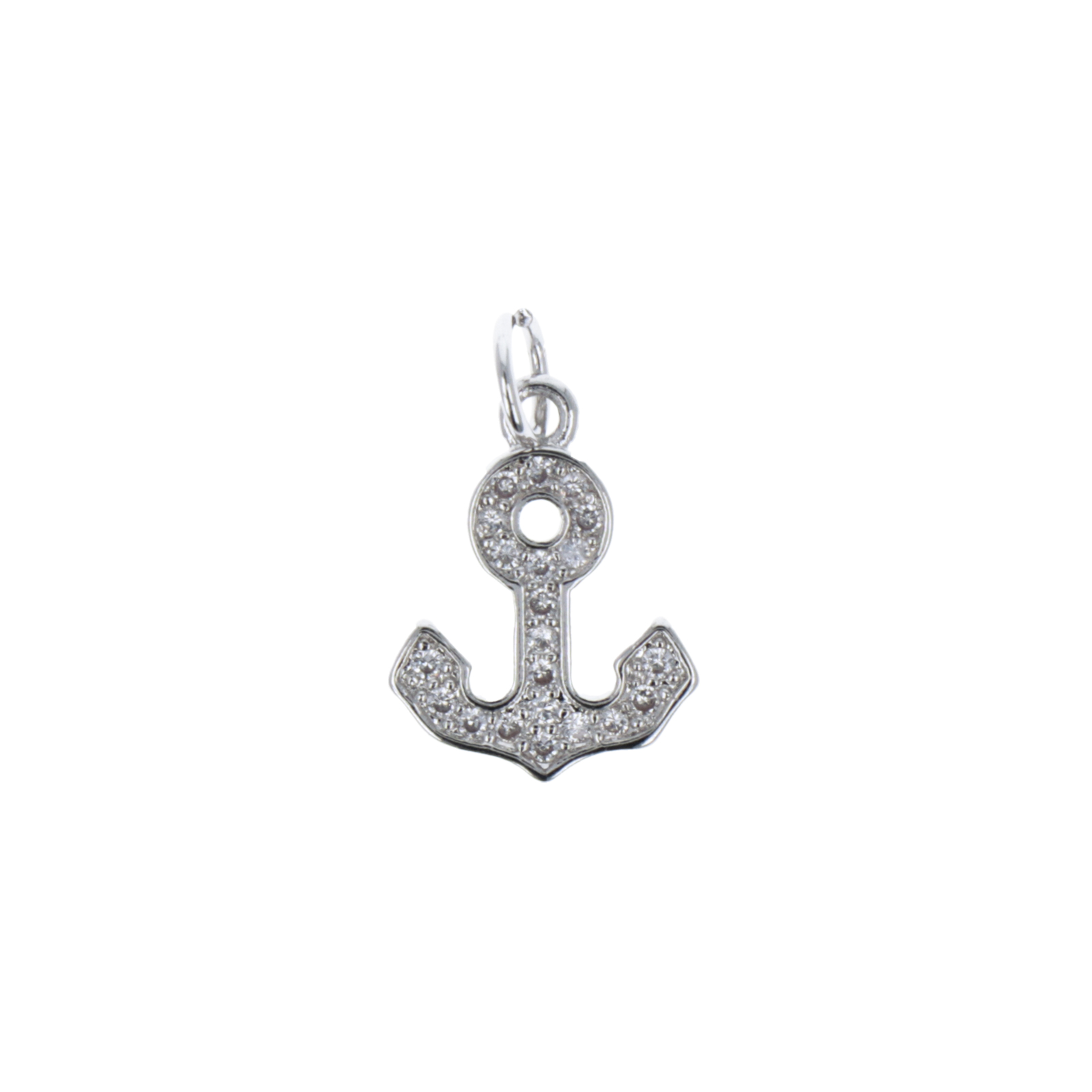 pendant metal cz silver plated anchor 15x12mm | 1pc