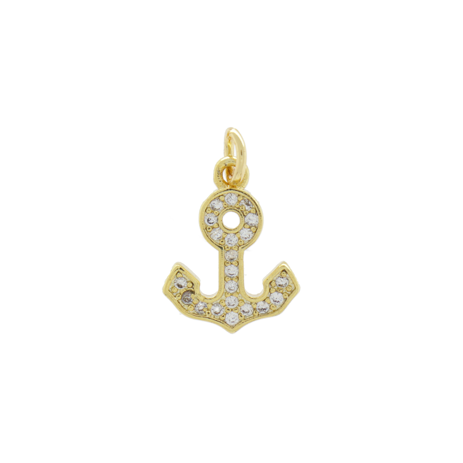 pendant metal cz gold plated anchor 15x12mm | 1pc