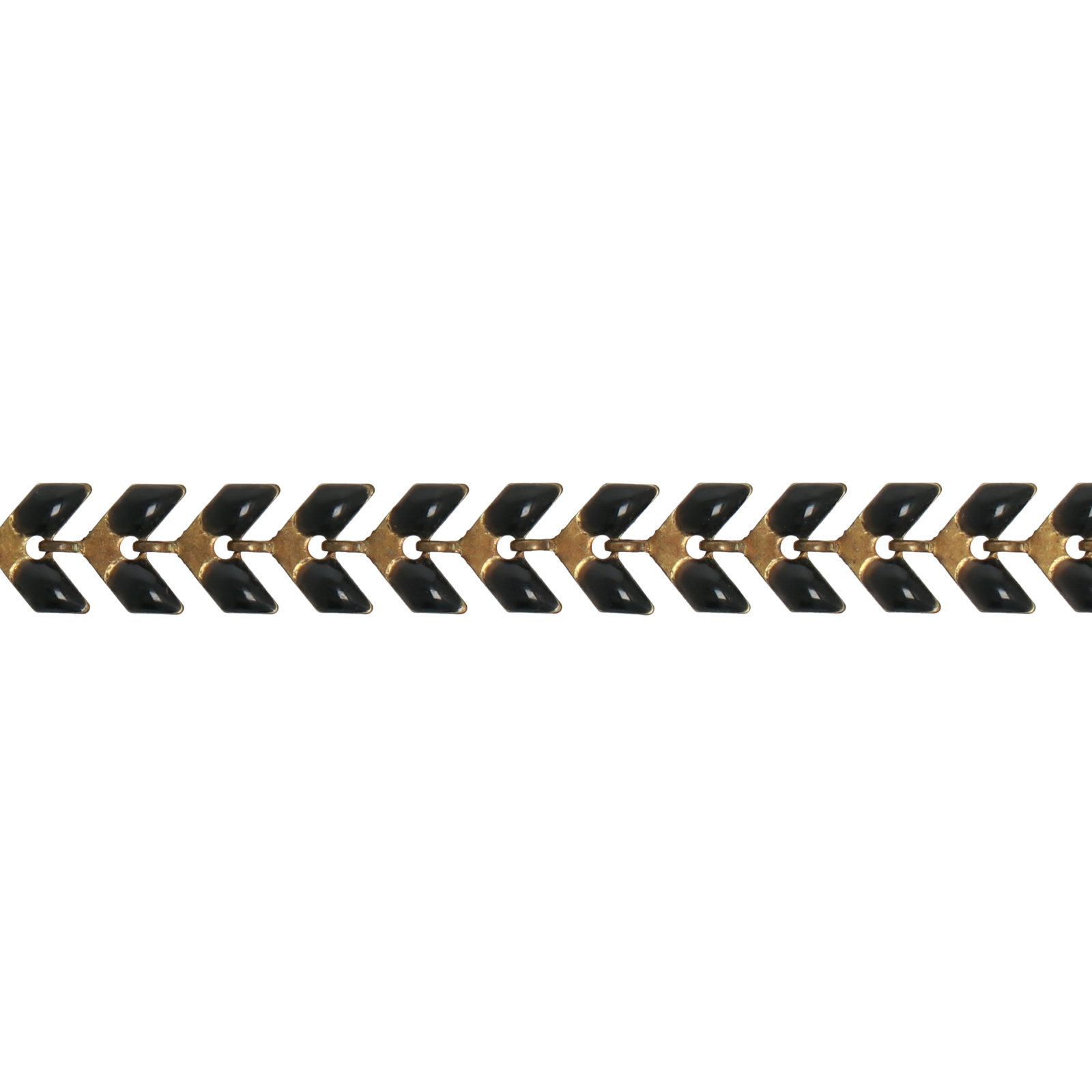 black enamelled brass linked chain arrow 7x3mm | 25cm