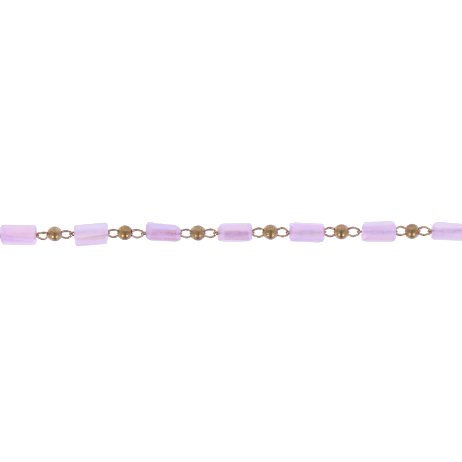 fancy rosary chain opaque pink ab tube 4x2mm | 25cm