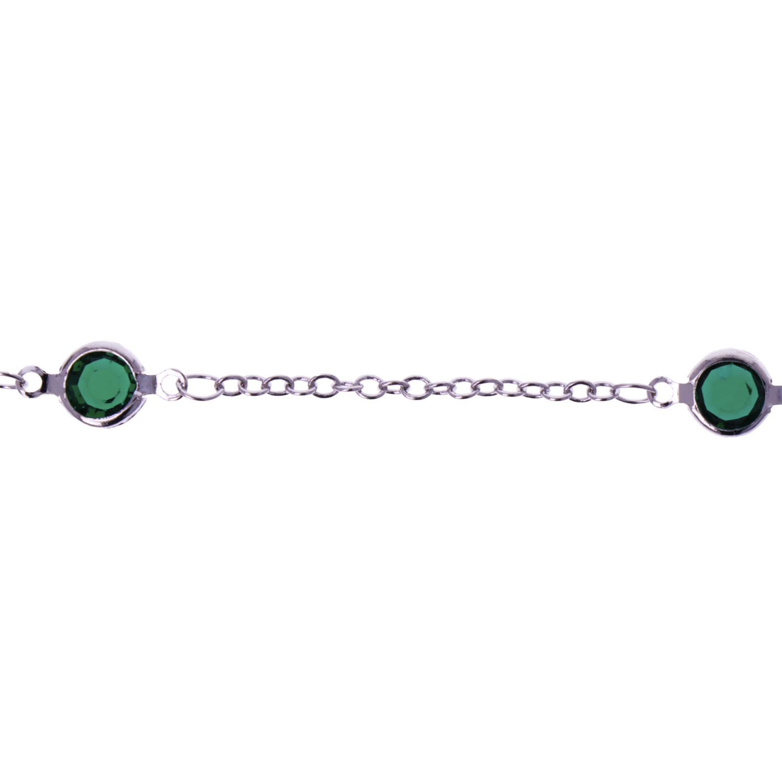 ketten bright crystal rhodium versilbert finee ketten zwischenteil puck emerald 6mm | 20cm