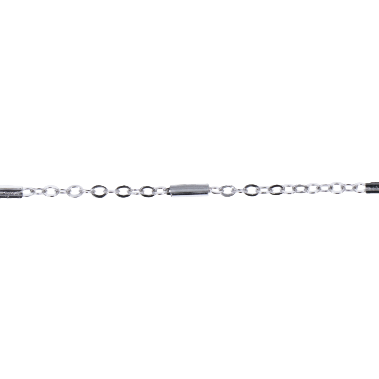 rhodium silver plated cable chain with tube 6mm | 1mt
