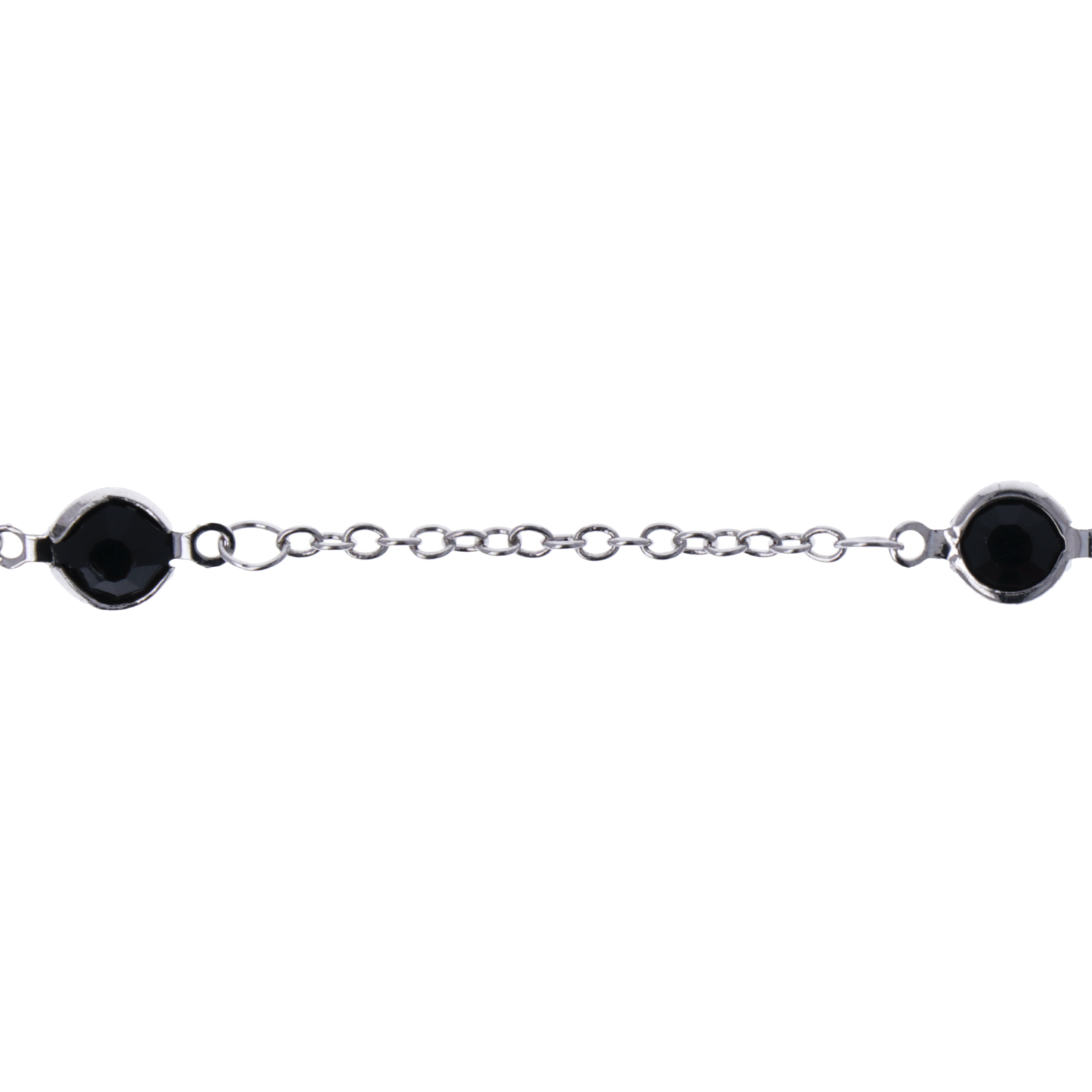 ketten bright crystal rhodium versilbert finee ketten zwischenteil puck jet 6mm | 20cm