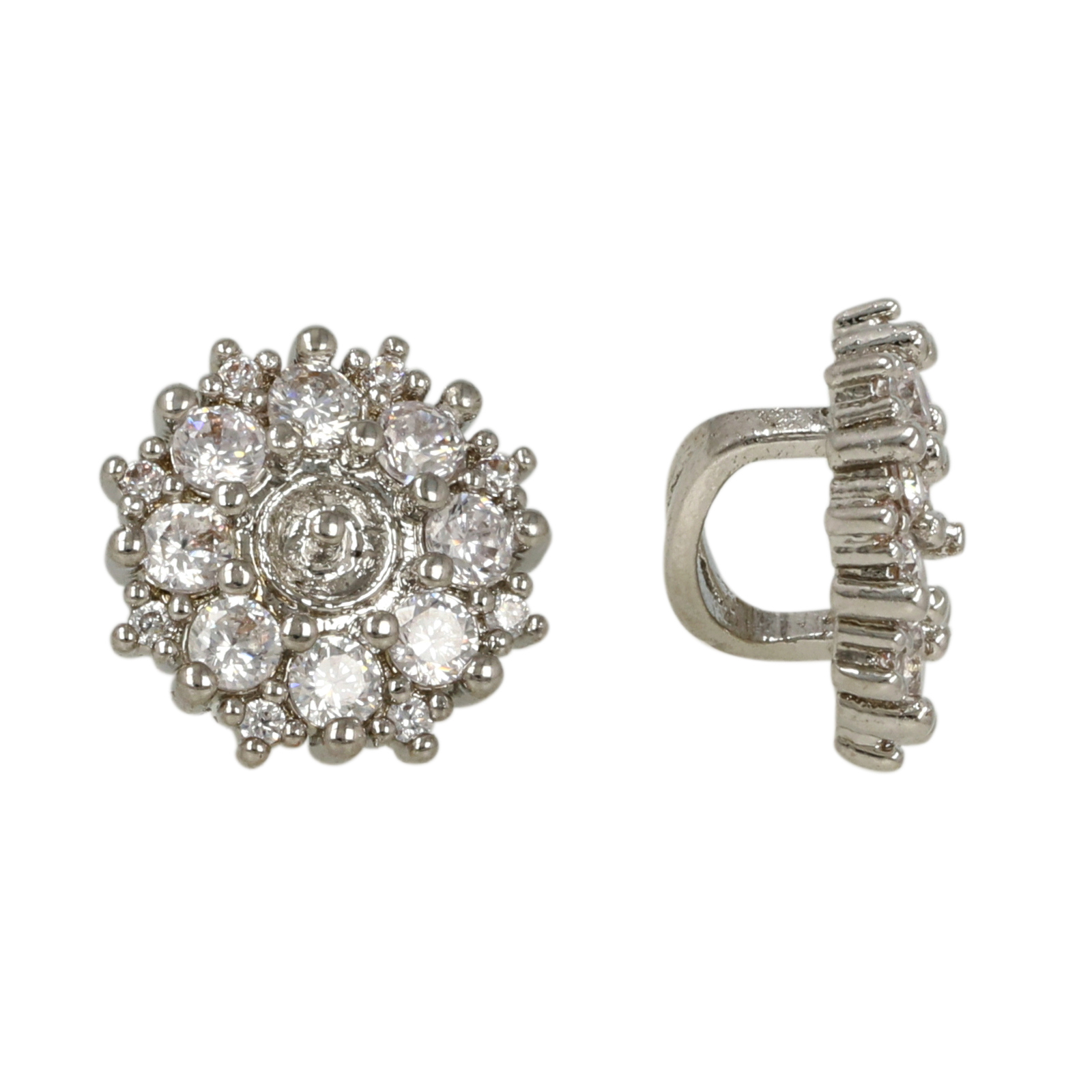 rhodium versilbert metal cz schiebeperle blume halbgebohrter 11mm fur 6mm schnur | 1st