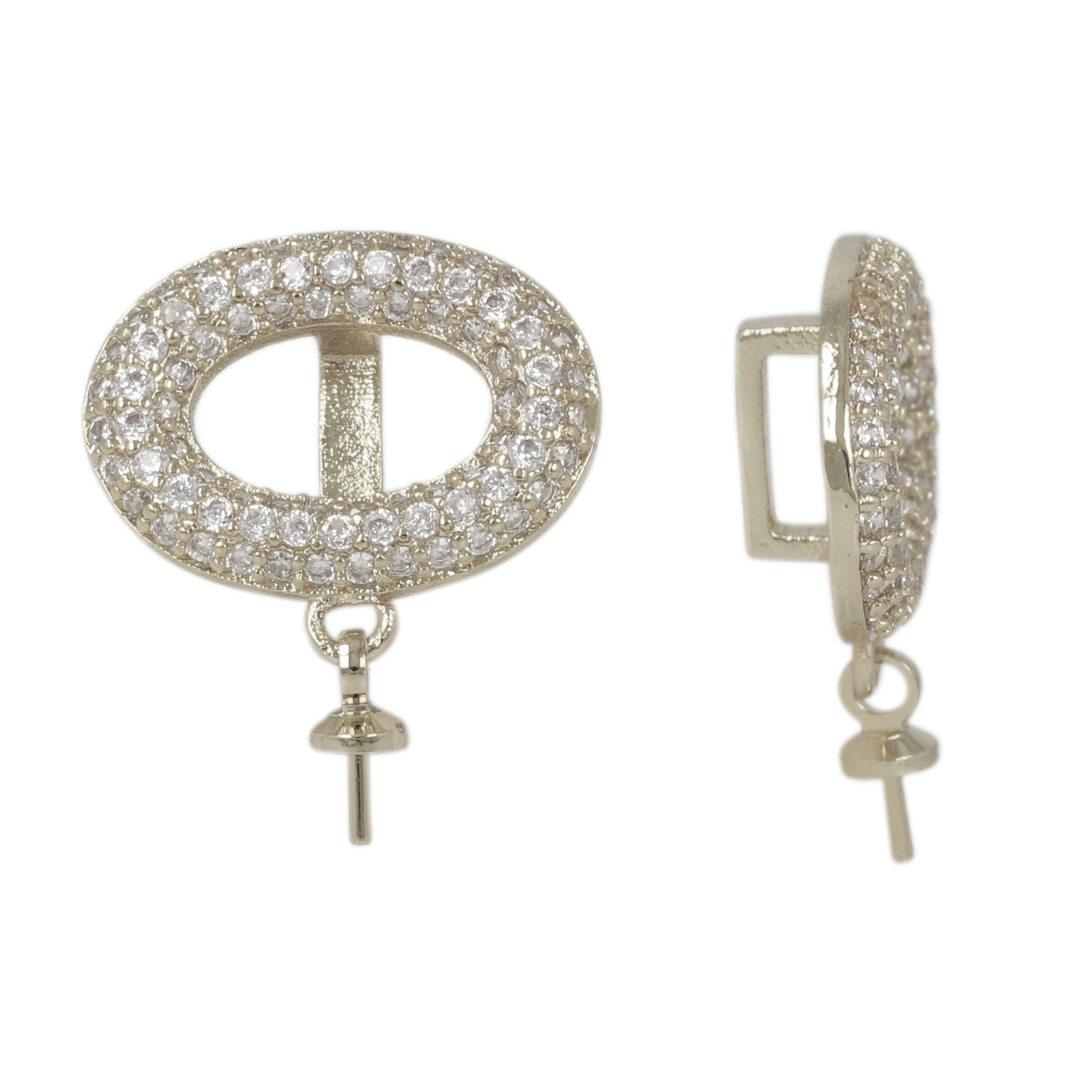 rhodium versilbert metal cz schiebeperle oval halbgebohrter 14x10mm fur 6mm schnur | 1st