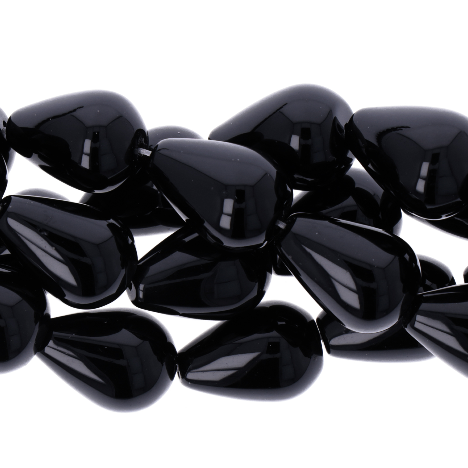 schwarz onyx glatt briolette 18x13mm | 38/40cm strang