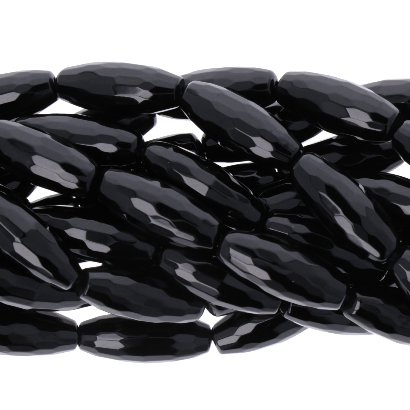 schwarz onyx facettiertes oliv 16x6mm | 38/40cm strang