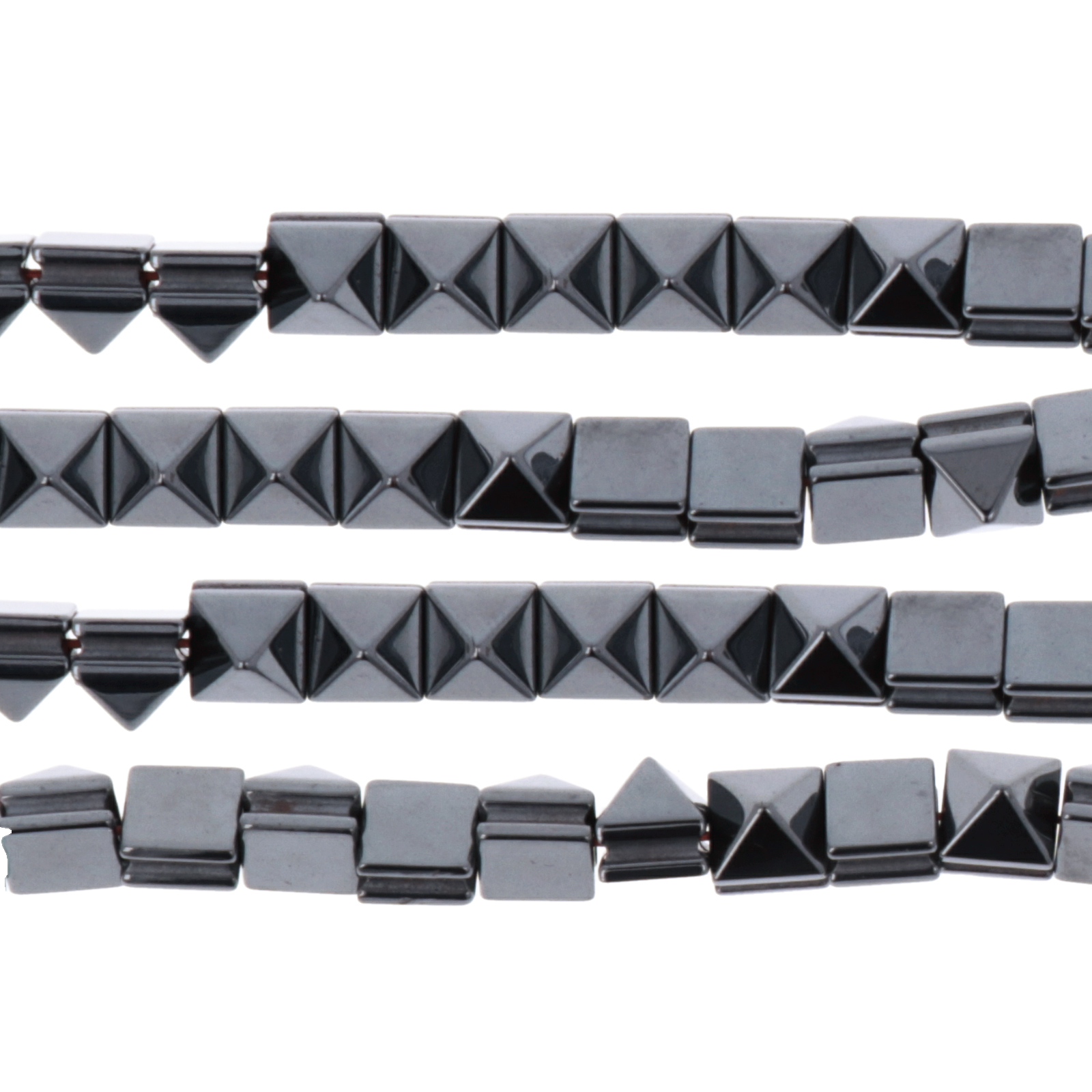 carved hematite smooth pyramid 6mm | 15pc