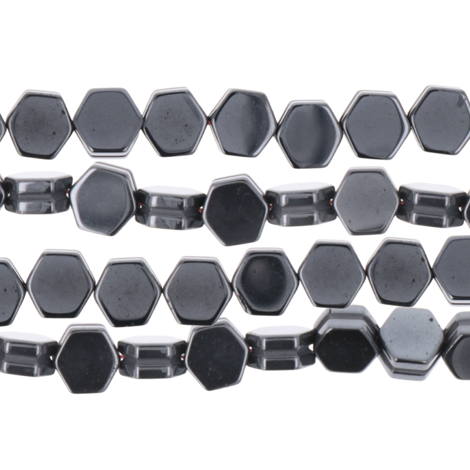 carved hematite smooth hexagon 8mm | 10pc