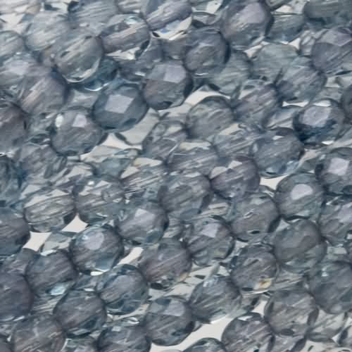 böhmische glasschliffperlen luster tranparent blue 4mm | 50st