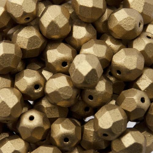 czech fire-polished round beads matte metallic antic gold 6mm | 25pc
