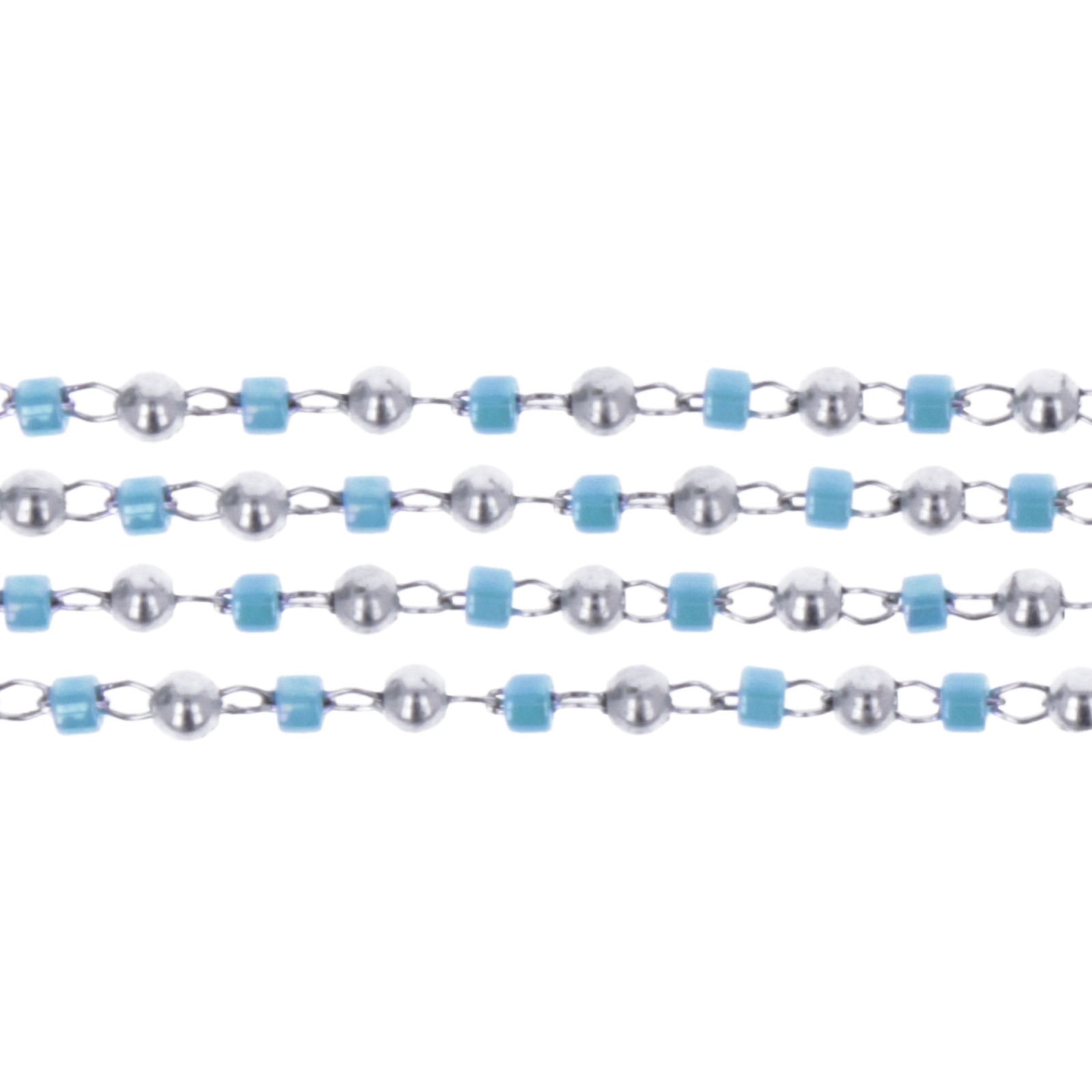 rhodium versilbert delica miyuki 11/0 ketten opaque turquoise ab (db0166) | 50cm