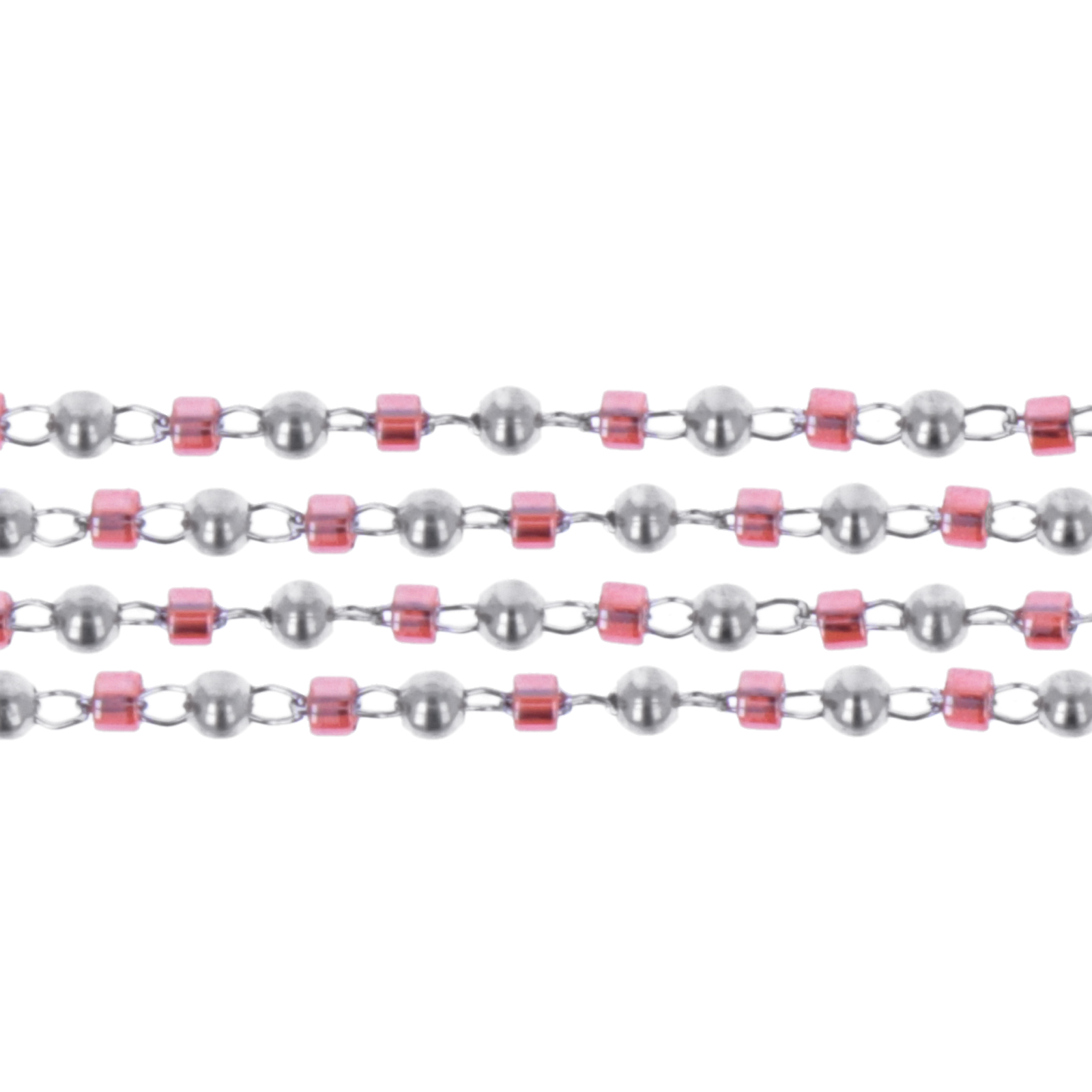 transparent light siam luster (db0098) rhodium silver plated delica 11/0 miyuki chain | 50cm