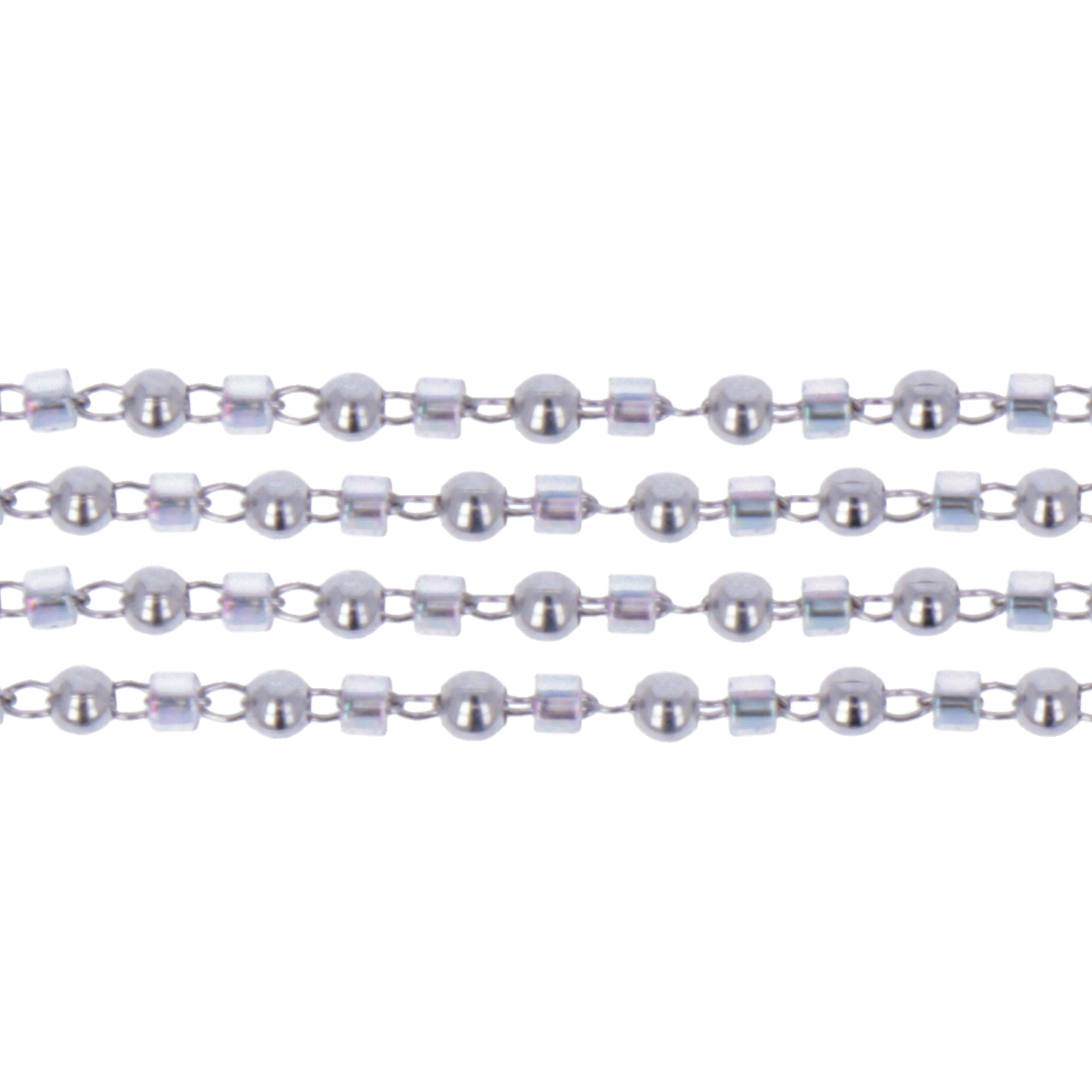 tranparent grey ab (db0107) rhodium silver plated delica 11/0 miyuki chain | 50cm