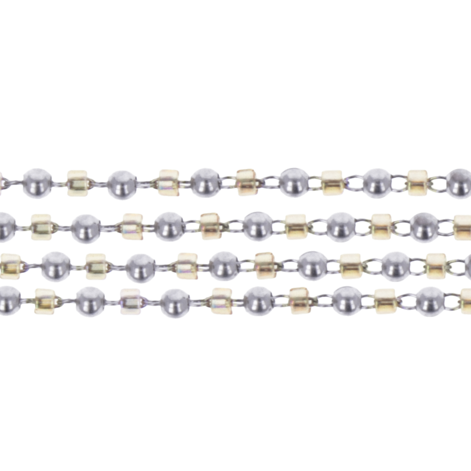 rhodium versilbert delica miyuki 11/0 ketten transparent light amber ab (db0100) | 50cm
