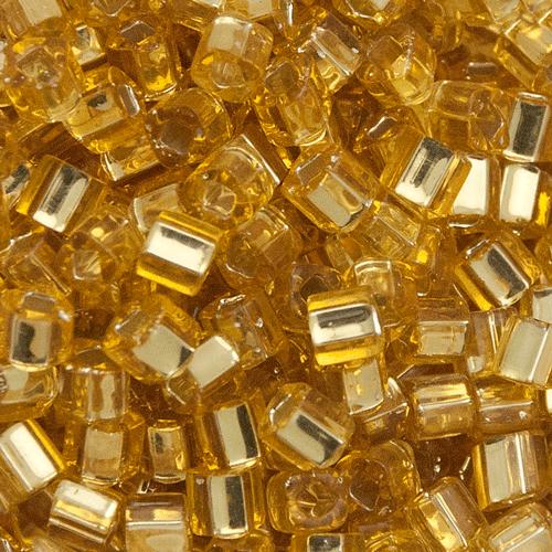 cube toho beads 4mm - silver-lined medium topaz (22b) | 10gr